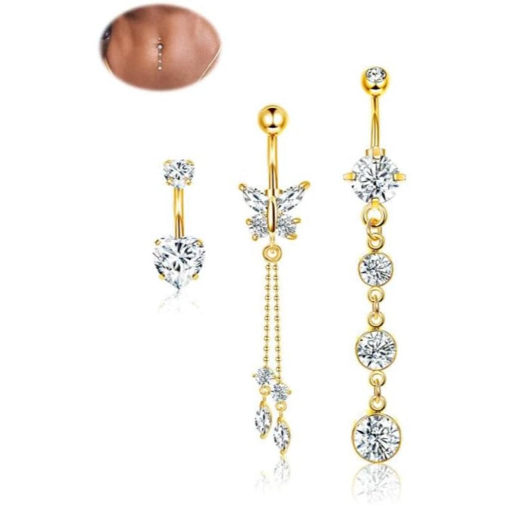 14g Dangle Belly Button Rings For Women  316l Surgical Steel Belly Button Rings
